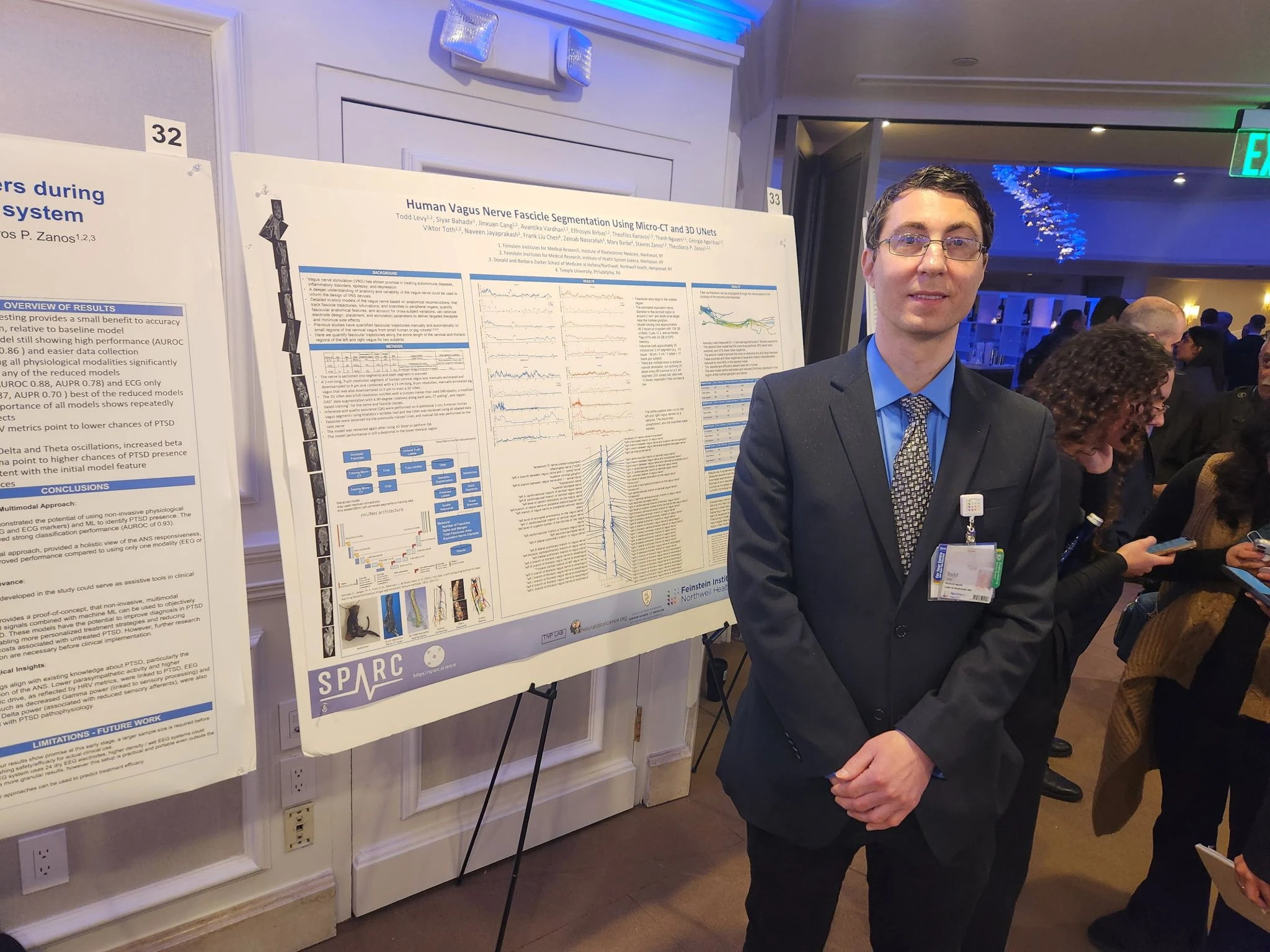 Todd Levy beside his poster on human vagus nerve fascicle segmentation at a SPARC meeting